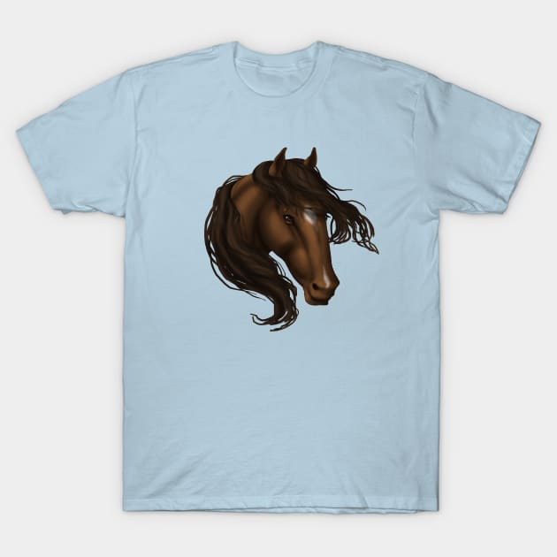 Horse Head - Brown Star Snip T-Shirt by FalconArt